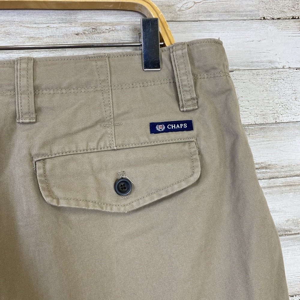 Chaps Shorts Men 36 10" Beige Khaki Zip & Drawstring 100% Cotton American Flag - Picture 6 of 11